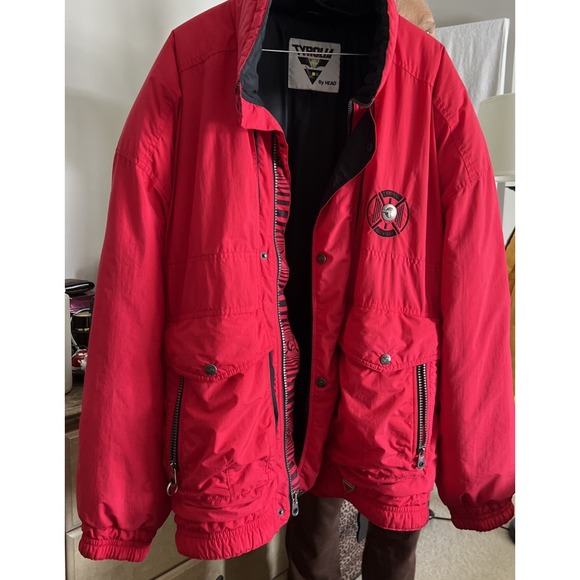 Tyrolia by Head Ski Wear Zip Front Ski Jacket Red Men's sz Large VTG - Picture 1 of 3